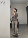 SWAYING 24 Autumn and Winter One-piece wool cardigan SW-SW24AW1T34-QZ Light brown SW-SW24AW1T32